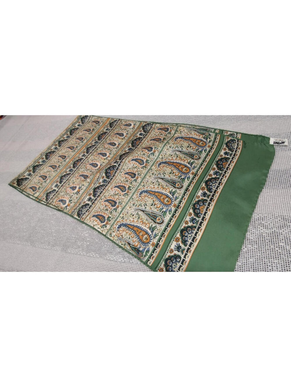 Vintage 60s 70s Paisley Echo Silk Scarf Chinon Azlon MADE IN JAPAN Oblong 52"